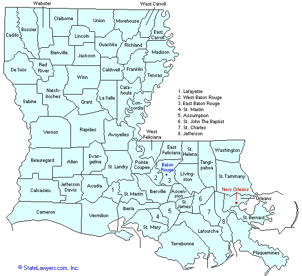 Louisiana County Map
