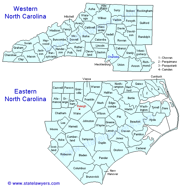 North Carolina County Map